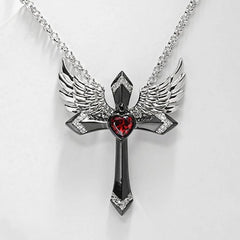 Classic Income Fashion Angel Wings Pendant Necklace Ladies Cross Guardian Jewelry