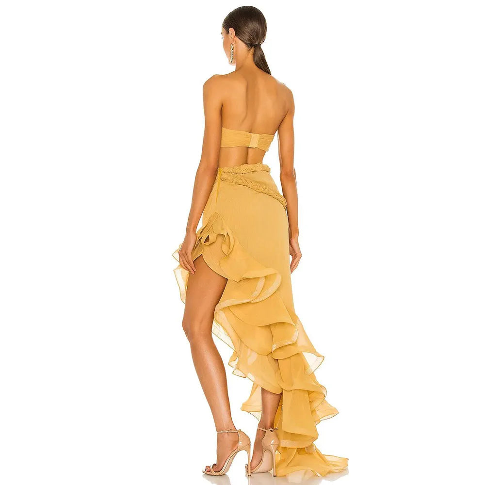 Formal attire Dresses: Women Evening Dresses Side Ruffles Long Prom Gowns