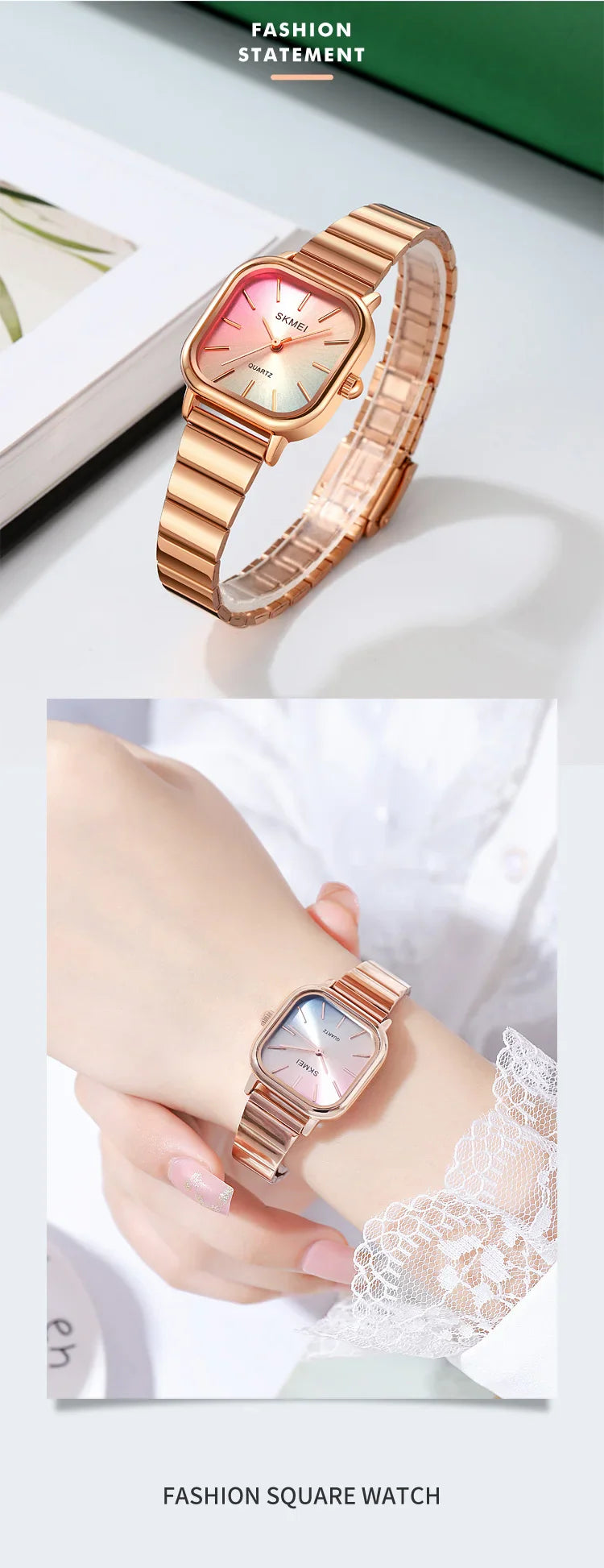 Skmei Women’s Bracelet Quartz Watches Luxury Stainless Steel Strap Waterproof Casual Analog Wristwatch Fashion Female Time