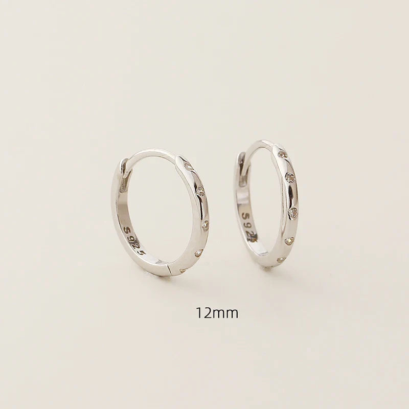 WANTME 925 Sterling Silver Fashion Simple Piercing Ear Closure Statement Stacked Ear Hoop Earrings for Women Huggies Jewelry