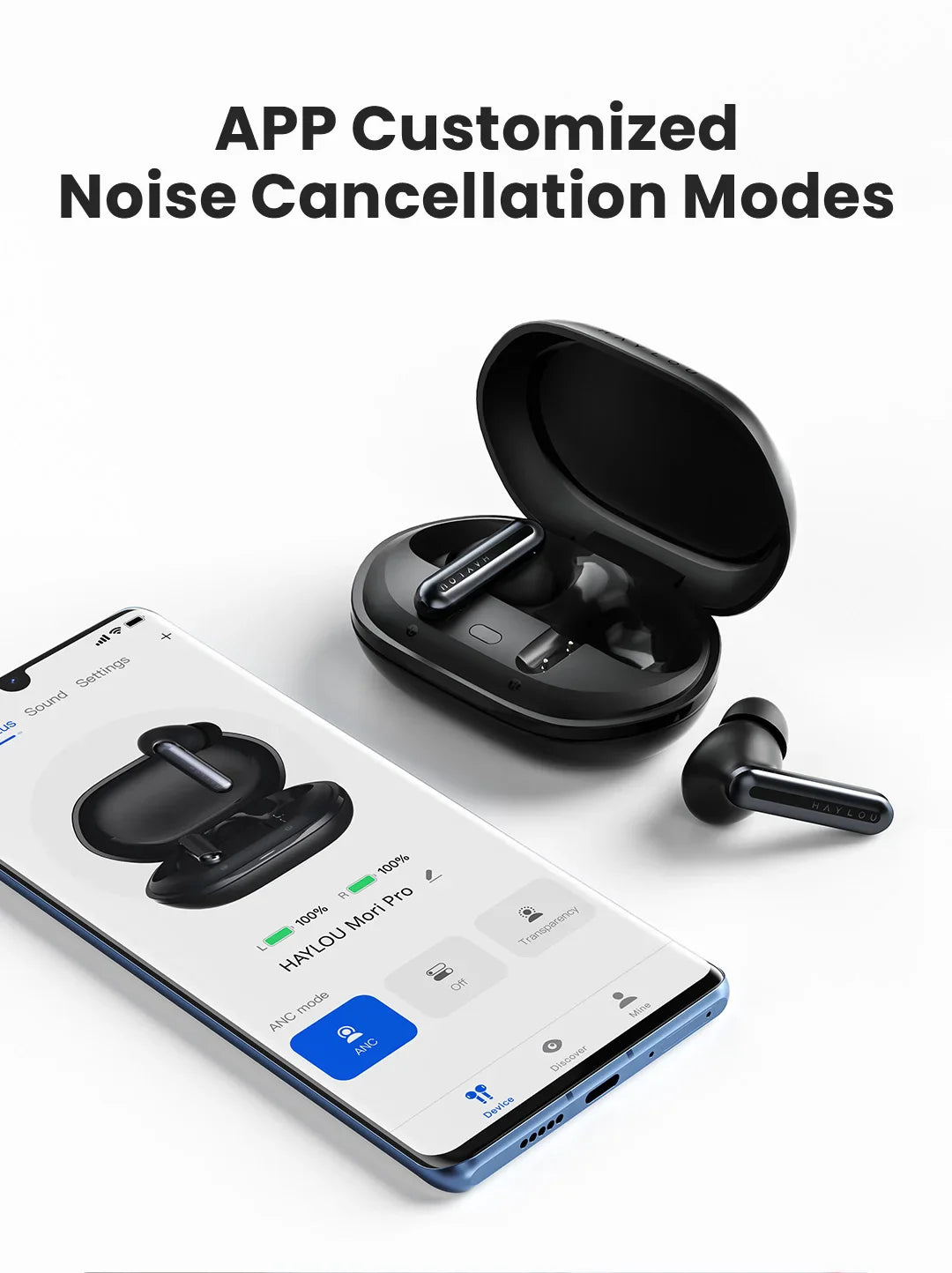 HAYLOU Mori Pro Bluetooth 5.4 Earphones Wireless  43dB Adaptive Hybrid ANC Hi-Res LDAC Earbuds 6 Mic Headphones 28H Battery Life