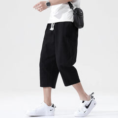 Men's Cotton Linen Casual Pants Breathable Trend Capris Pants Harlan Cotton