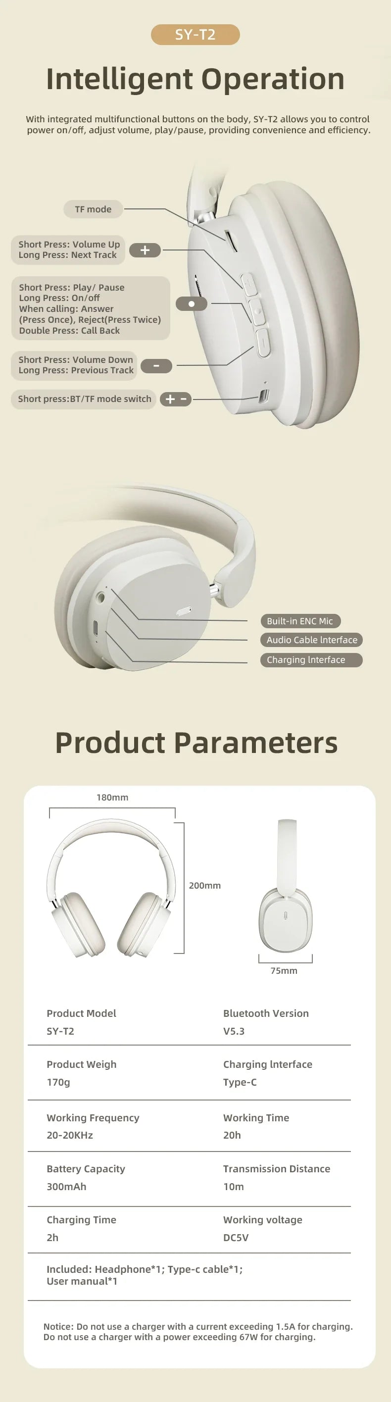 Original Bluetooth Headphone Headset SY-T2 High Quality Noise Reduction Wireless Microphone Wired Earphone Gamers Headphones