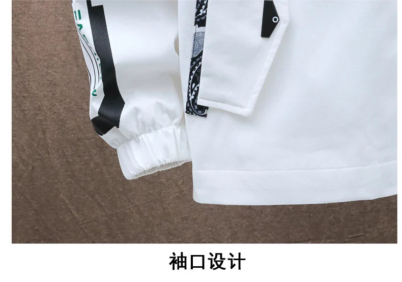 Spring Men Sportswear Tracksuit 2 Piece Running Sets Sports Hooded Jacket+Pant Sweatsuit Male Print Clothing Streetwear