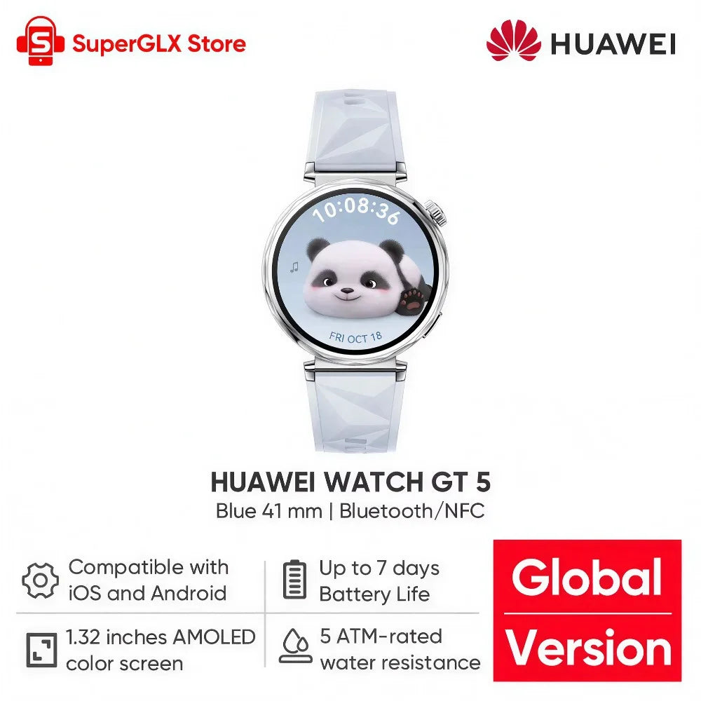 Global Version HUAWEI WATCH GT 5 Smartwatch AMOLED Screen 41mm/46mm Buit-in Map Replay Message Compatible with iOS and Android