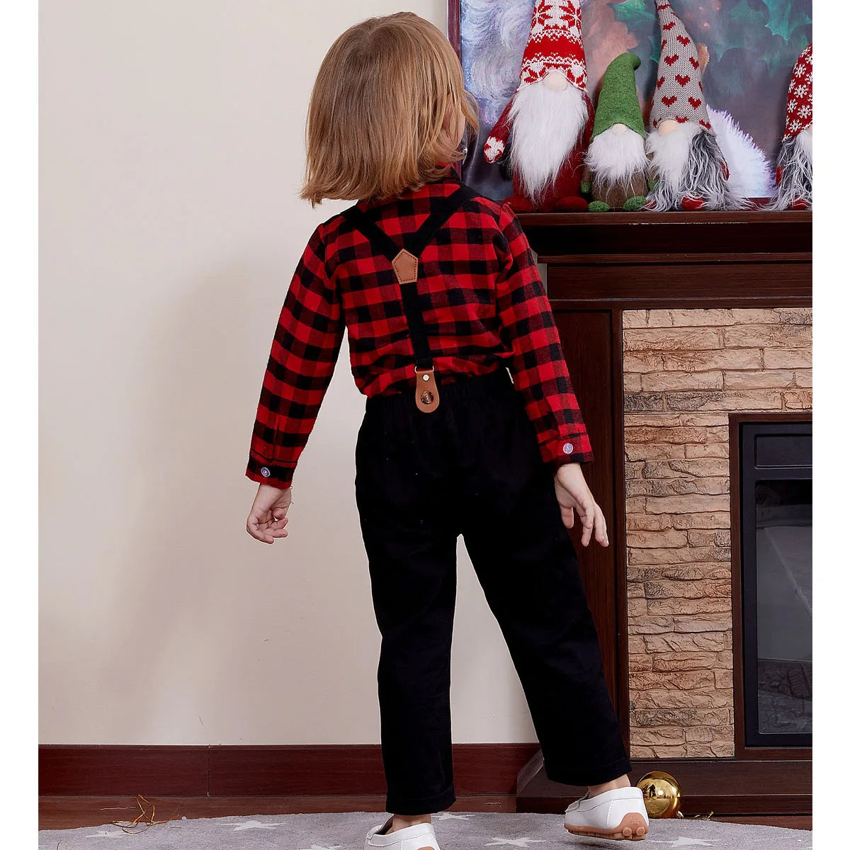 Suspenders Outfits Baby Boys Formal Clothing Sets Wedding Ring Bearer Clothes Kids Plaid Solid Suit Toddler Birthday Pants Set