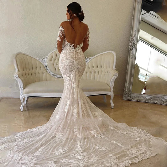 White Bridesmaid Dresses: Wedding Dresses For Women Long Sleeves Bridal Gowns