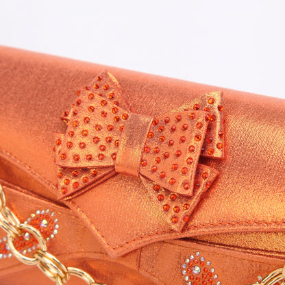 2024 High Quality Peep Toe Butterfly Design Ladies Shoes Matching Bag Set in Orange Color For Fashion Party Women