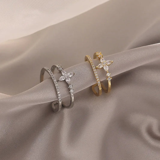 Vintage French Style Fashion Crystal Adjustable Ring for Women