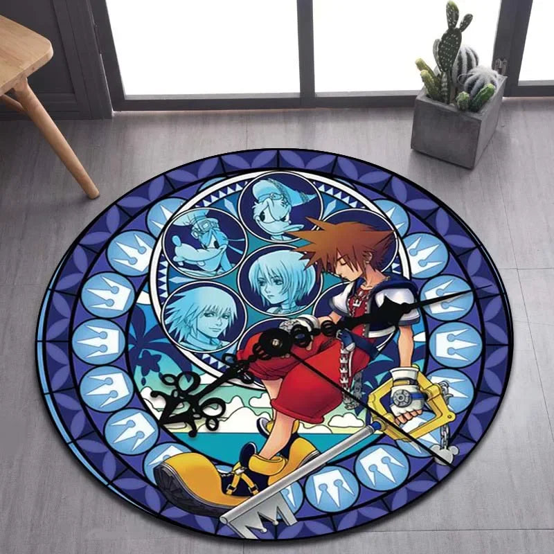 Kingdom Hearts Cartoon Pattern Area Rug Round Floor Mat Living Room Carpet Bathroom