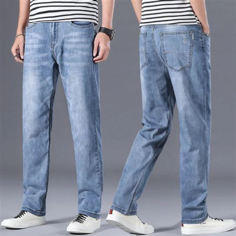 Men's Jeans Classic Retro Baggy Trousers Summer Regular Straight