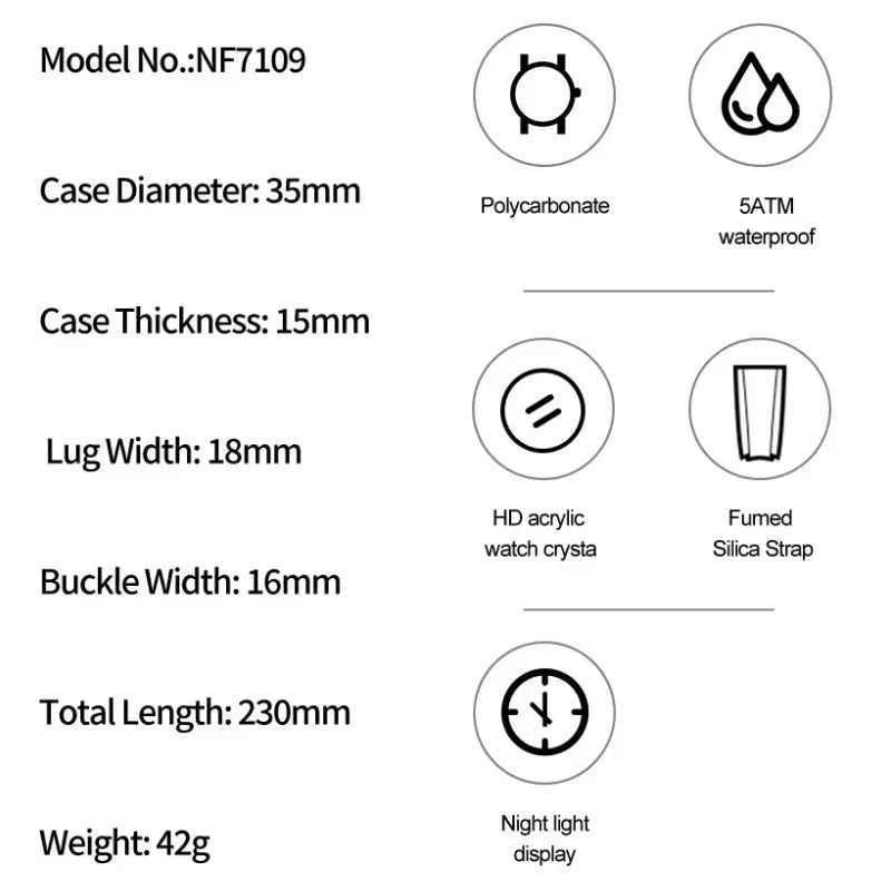 NAVIFORCE Luxury Women's Watch Gold Outdoor Sports Waterproof Watches Dual Time Display Quartz Wristwatches Rubber Digital Clock