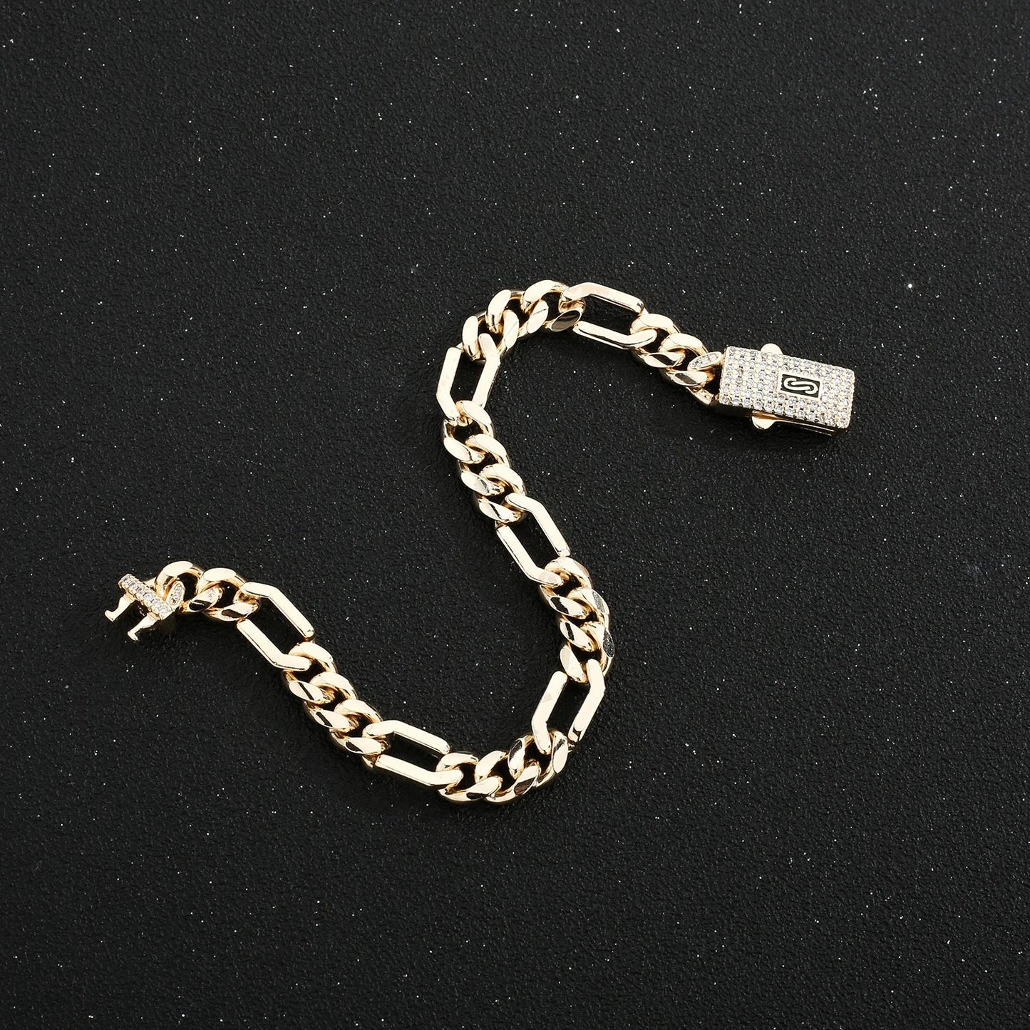 14K Monaco new chain for men and women, brass, cubic zirconia, fashionable Monaco bracelet for men and women