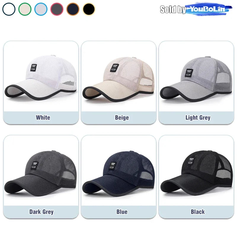 Summer Breathable Mesh Adjustable Baseball Cap Sun Hat Trucker Caps Dad Hats