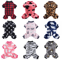 Dog Winter Pajamas Pomeranian Overalls Pajamas Halloween Print Warm Jumpsuits