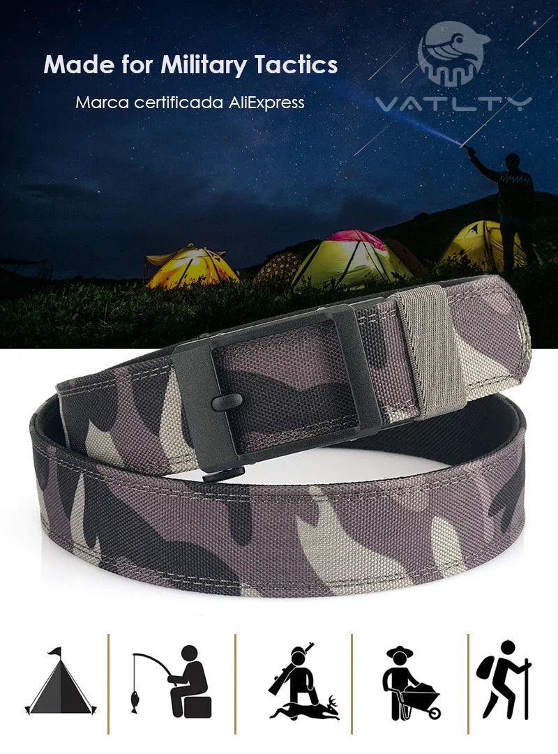 VATLTY New Hard Tactical Belt for Men Metal Automatic Buckle IPSC Gun Belt 1100D Nylon Military Belt Outdoor Sports Girdle Male