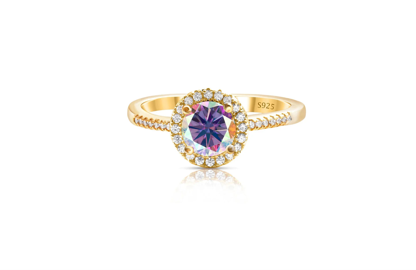 1 Carat Moissanite Ring For Women Solid 925 Silver 18k gold yellow Plated Luxury Wedding Female Jewelry With Certificate Gift