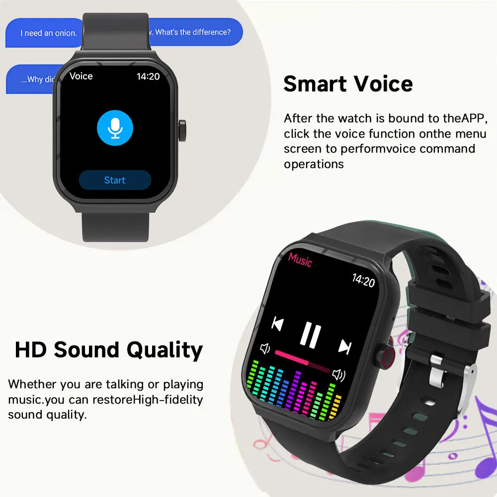 NEW Square Smartwatch Touch Screen Bluetooth Call Camera Control Music Play Message Push Sports Mode for Men Women Kids 2026