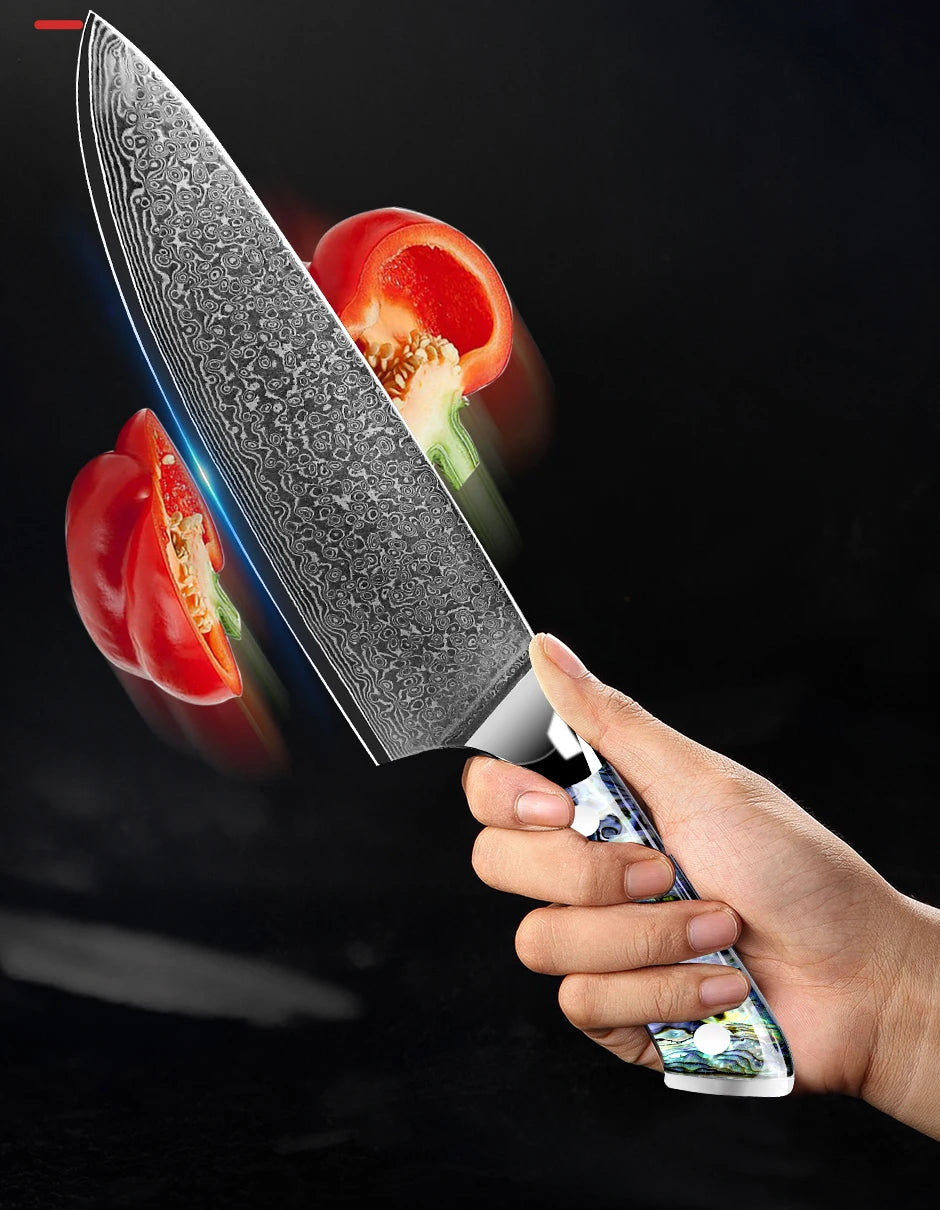 Damascus Knife Chef Knife Japanes VG10 67 Layer Steel Cleaver Paring Bread Knife