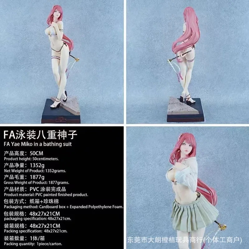 FA Anime Figure Yae Miko Swimsuit Genshin Impact 50CM PVC Model Statue Game Peripheral Collectible Display Decor Figurine