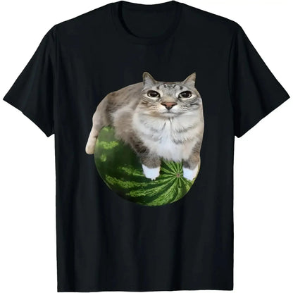 90s Y2k Watermelon Cat Silly Cat Meme T-Shirt A Hilarious Watermelon Print Shirt Is A Stylish Top Tee Women