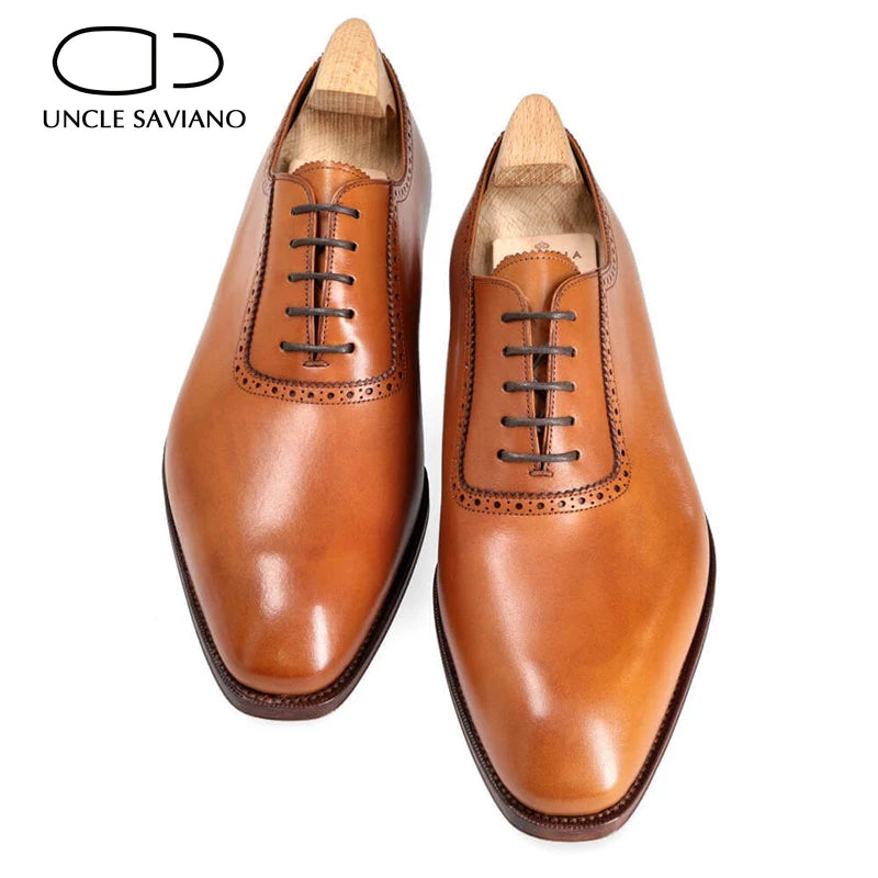 Uncle Saviano Oxford Brogue Formal Dress Man Business Shoes Best Designer Original Fashion Handmade Genuine Leather Men Shoes