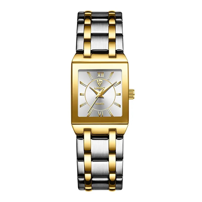 LiEBIG Luxury Golden Quartz Wristwatches For Female Girl Male Fashion 30m Waterproof Women Ladies Mens Watches Relogio Feminino