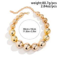 Exaggerated Goth Acrylic CCB Big Ball Bead Chain Necklace for Women Punk Chunky