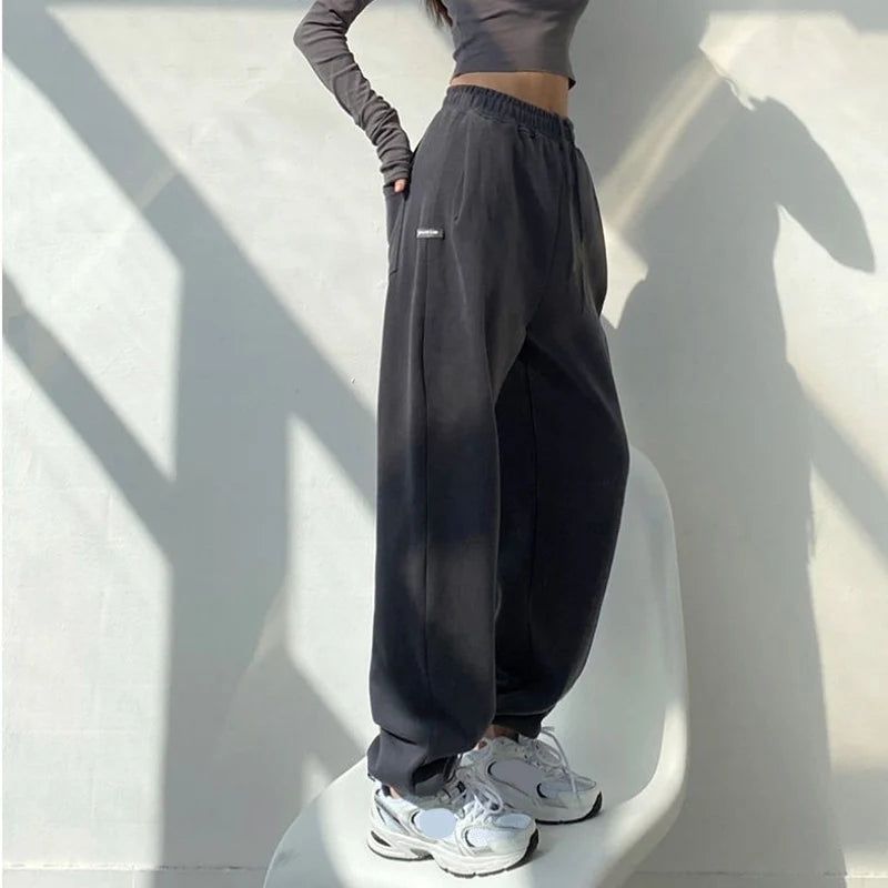 Rimocy Hot Pink Wide Leg Sweatpants for Women High Waisted Causal Sports Trousers