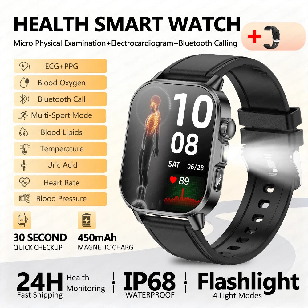 Body Composition analysis Monitoring Smart Watch Men ECG Heart Rate Blood pressure Uric Acid Health Tracker Smartwatches 2026New