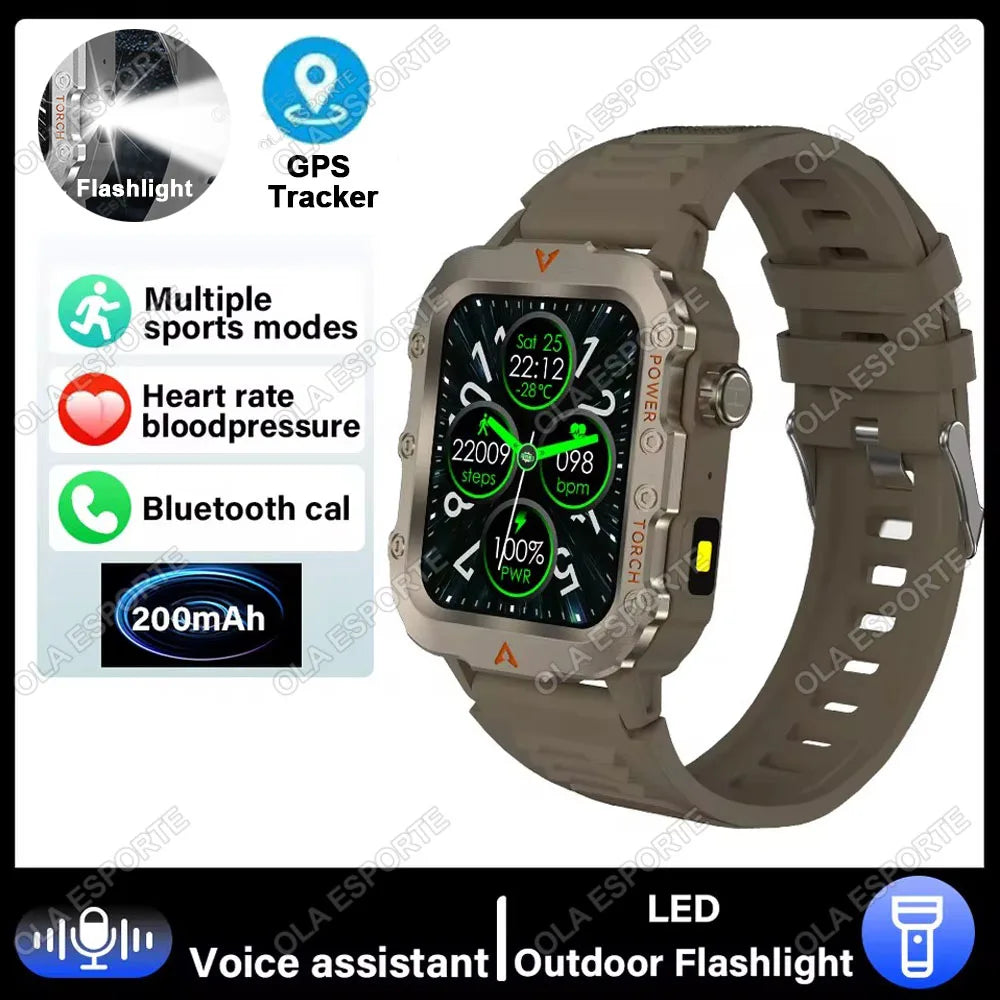 EGC+PPG GPS Sports Fitness Tracker Smartwatch Men 2.01Inch Touch Screen Health Monitoring Bluetooth Call Smart Watch For Android