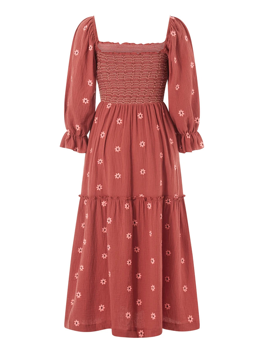 Beach Style Holiday Ruffle Swing A Line Maxi Dress Bohemian Floral Dress Women Lady