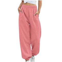 Pink Women'S Sweatpants Winter Warm Joggers Pants Workout High Waisted Wide