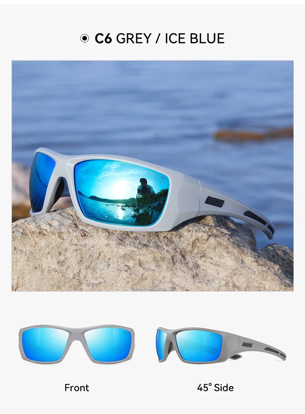 KDEAM Outdoor Sports Polarized Sunglasses Men's Fishing TR90 Frame UV Protection Lens Shield Sun Glasses Women Eyewear with Box