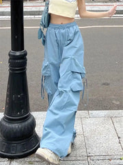 Y2k Cargo Pants Women Streetwear Casual Wide Leg Pants Harajuku Vintage Solid