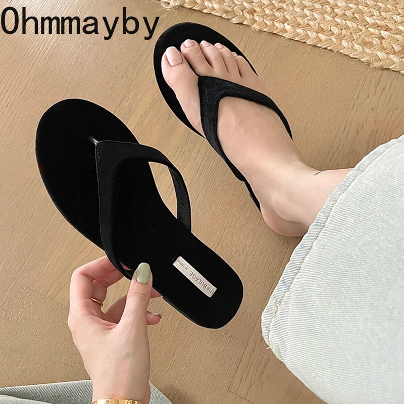 2024 Summer Gladiator Women Slipper Fashion Clip Toe Slides Ladies Elegant Soft Flat Heel Beach Vacation Sandal Flip Flop