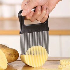 Stainless Steel Potato Chip Slicer Dough Vegetable Fruit Crinkle Wavy Kitchen Knife