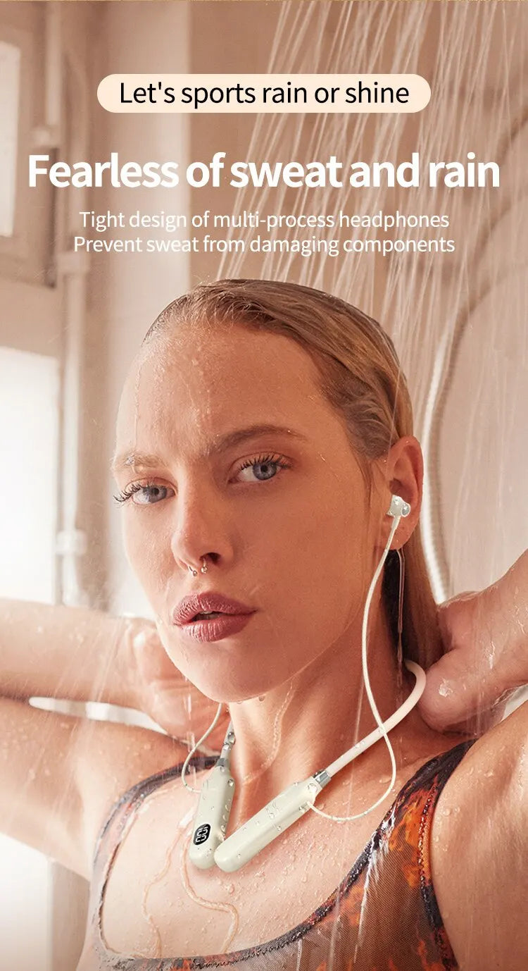 BT-12 Wireless Bluetooth Earphones Headphones Neckband Outdoor Sports Headset with Display Button Control Earbuds for Music