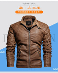 leather men plus fleece autumn and winter leather jacket wash men's coat