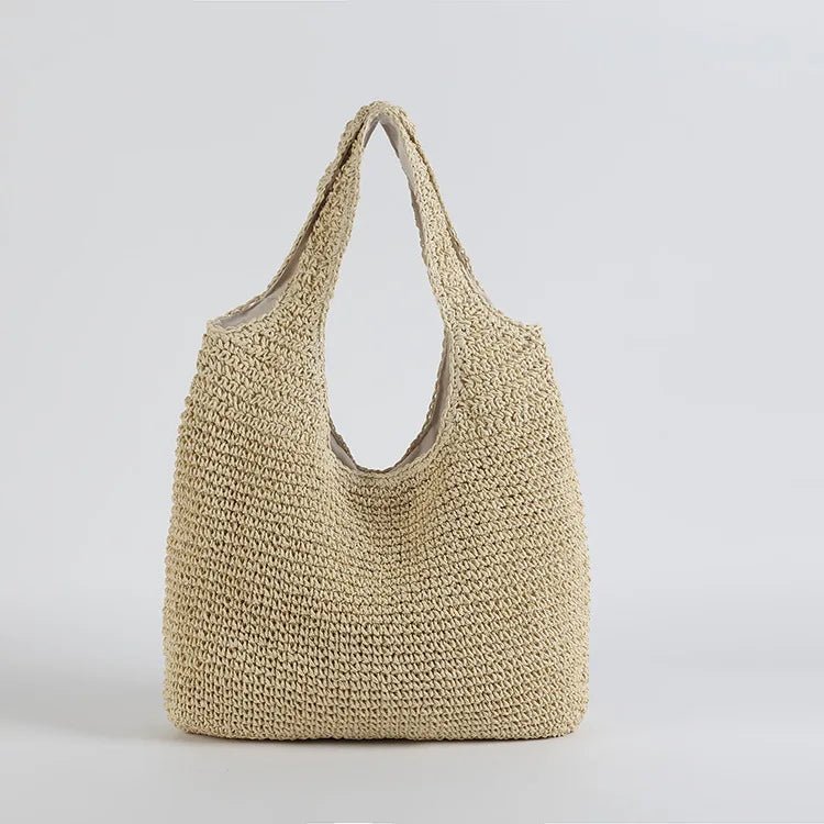 Rattan Women Shoulder Bags Wicker Woven Female Handbags Large
