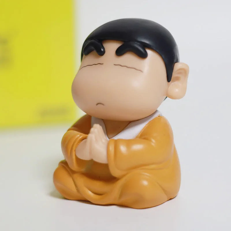 8cm Crayon Shin Chan Cos Buddha Good Luck Compassion Action Figure Funny Kawaii Doll PVC Model Toys Collection Children Gifts