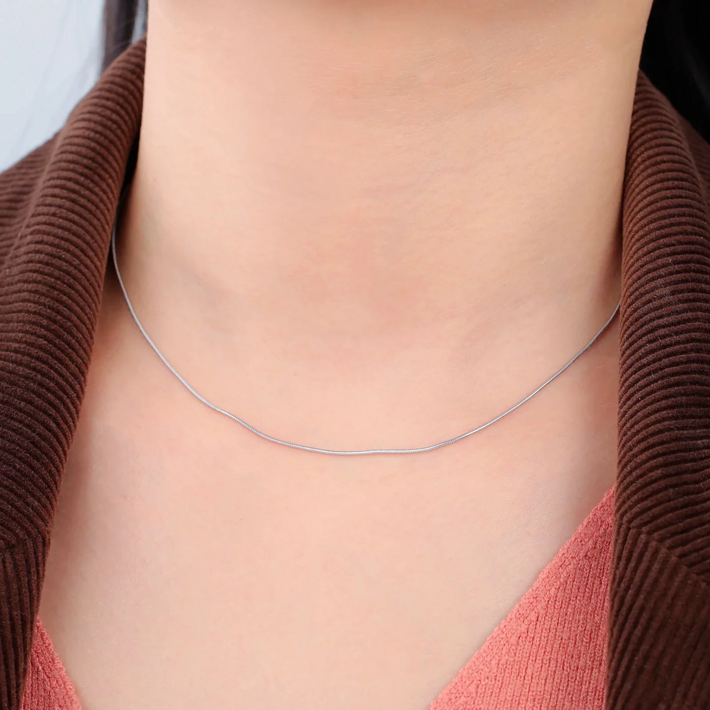Skyrim Stainless Steel Gold Color Round Snake Chain Necklace Women Men Long Neck Chains Trendy Punk Jewelry Gift Wholesale