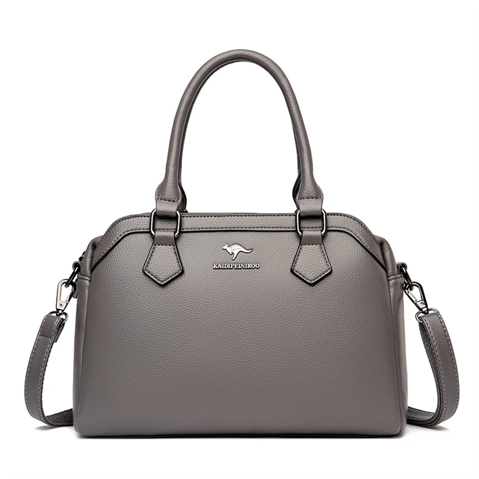 Multi-pocket Handbag Purses Genuine Cowhide Leather Shoulder Bag