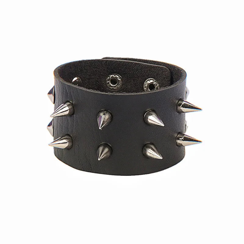 2022 New PU Leather Bracelet Punk Bracelet Adjustable Skull Goth Cuff Bracelet Gothic Rivet Buckle Wristband for Men Women
