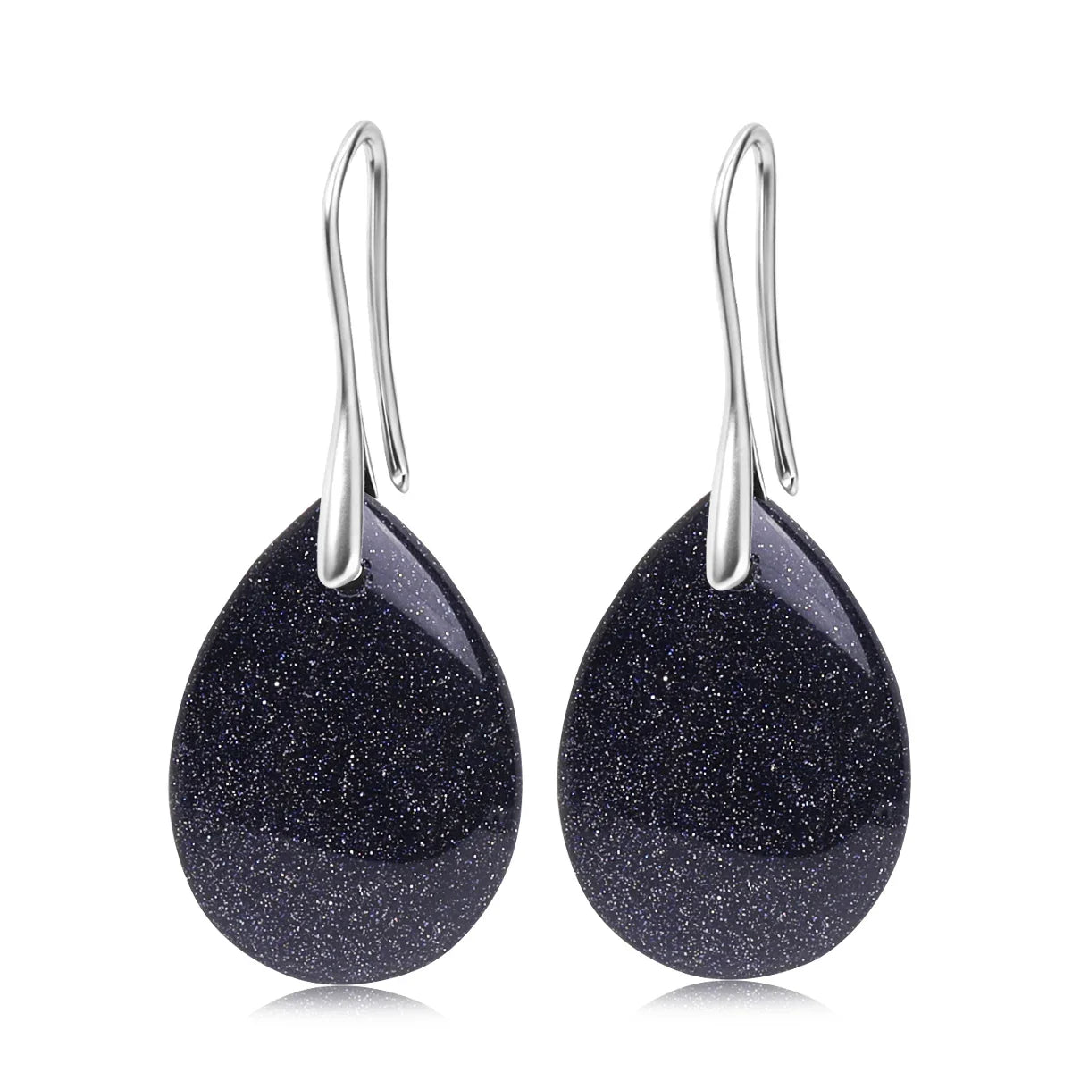 Natural Stone Pendant Women's Teardrop Earrings Elegant Gem Jewelry Creative Gift Black Obsidian Amethyst Rose Quartz Earrings