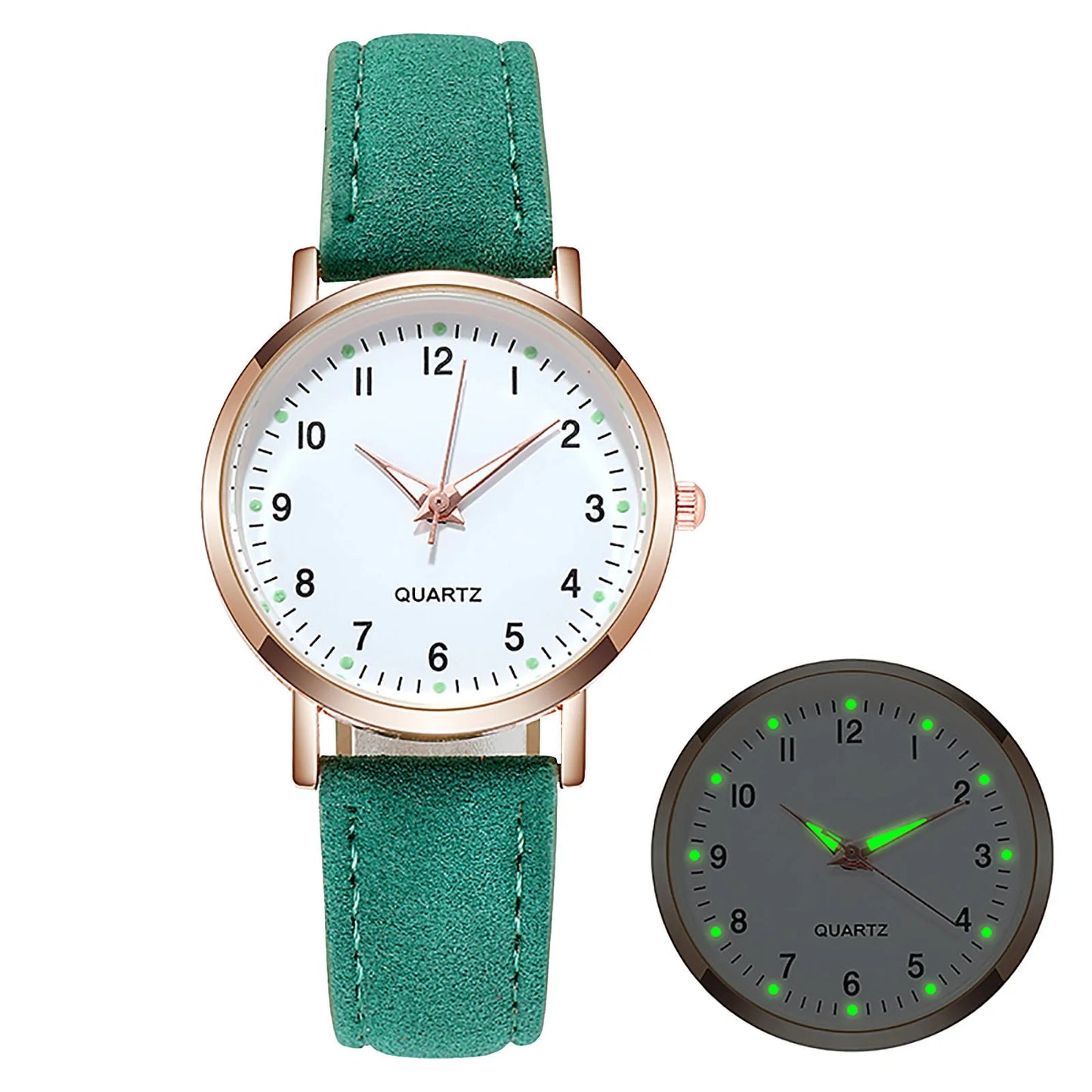 Ladies Diamond-Studded Luminous Retro Female Watch Leather Belt Quartz Watch Women Simplicity Casual Decoration Wristwatches