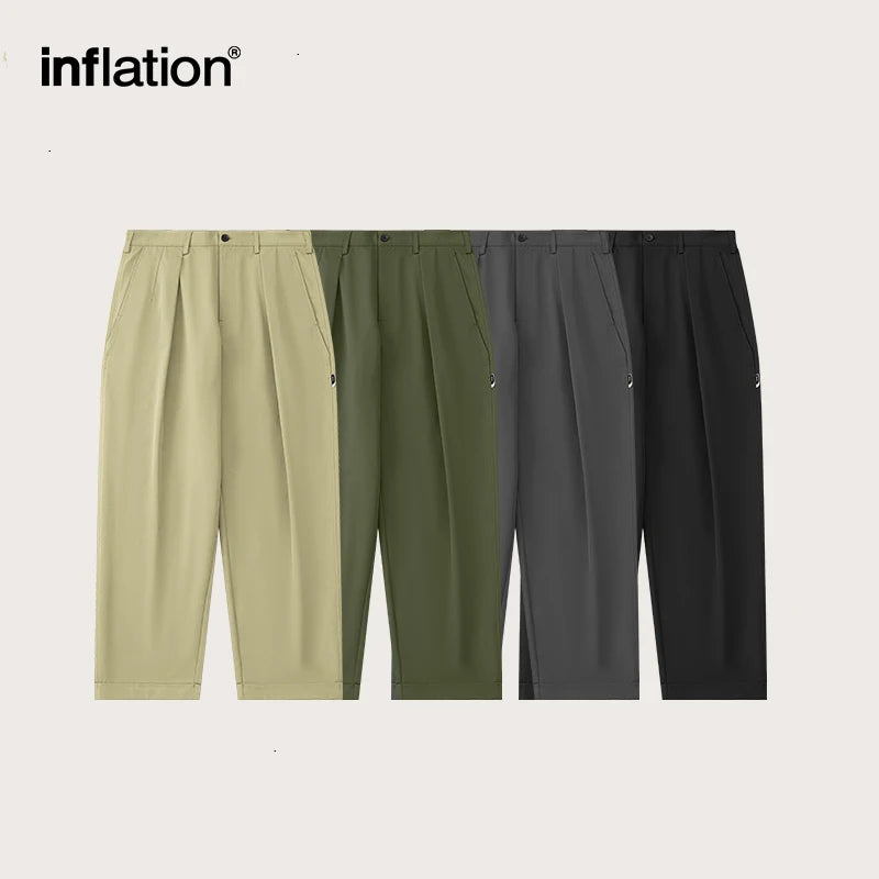 Black Wide Leg Pants Men Loose Fit Suit Pants Male Casual Baggy