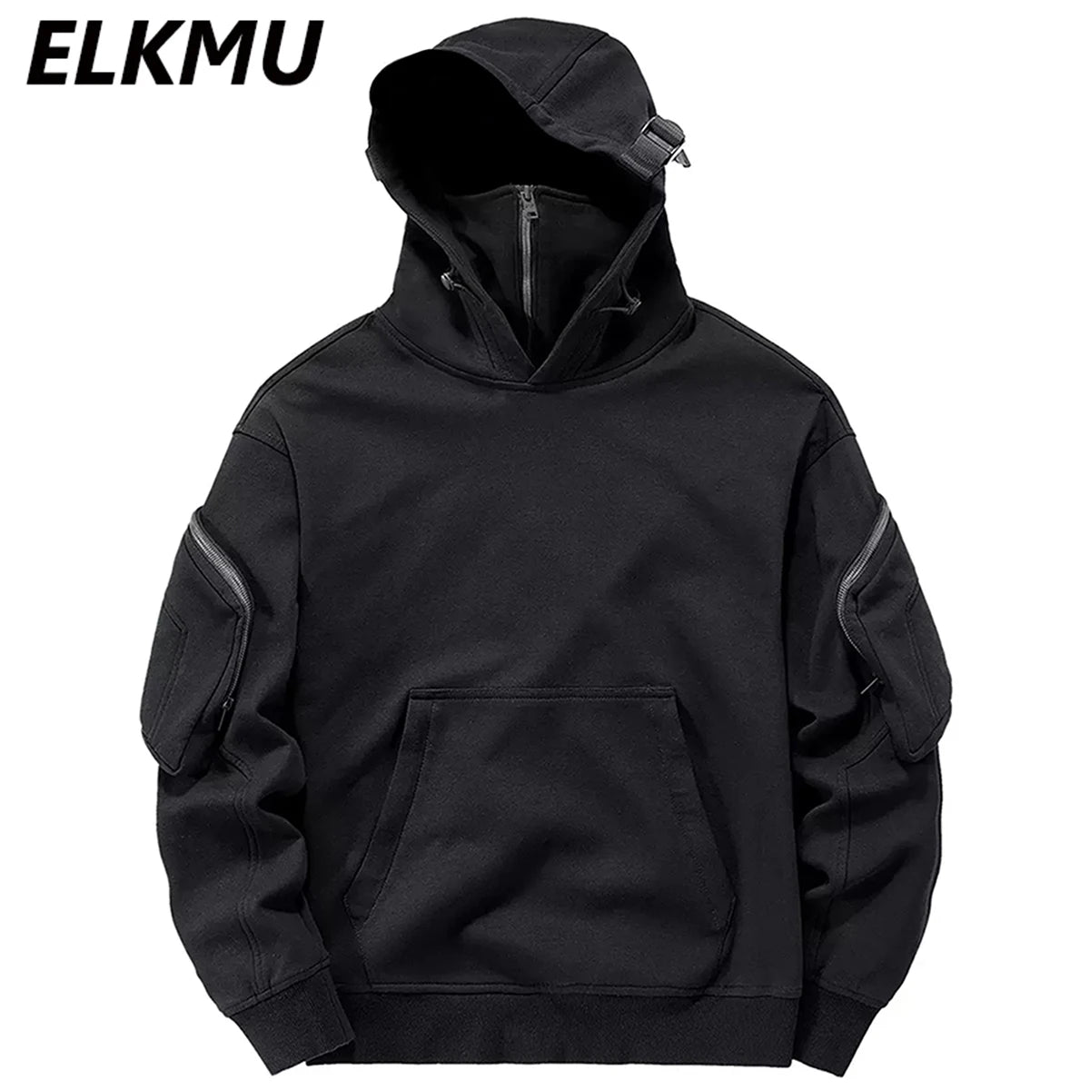 Streetwear Hoodies Harajuku Y2K Hip Hop Sweatshirts High Neck Mask Windproof
