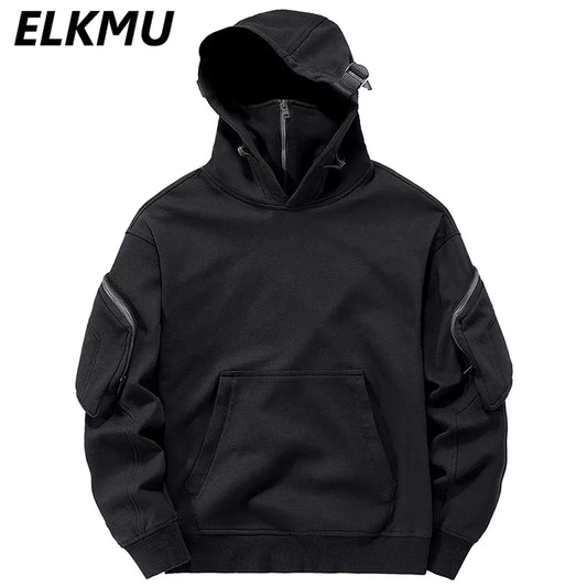 Streetwear Hoodies Harajuku Y2K Hip Hop Sweatshirts High Neck Mask Windproof
