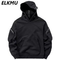 Streetwear Hoodies Harajuku Y2K Hip Hop Sweatshirts High Neck Mask Windproof